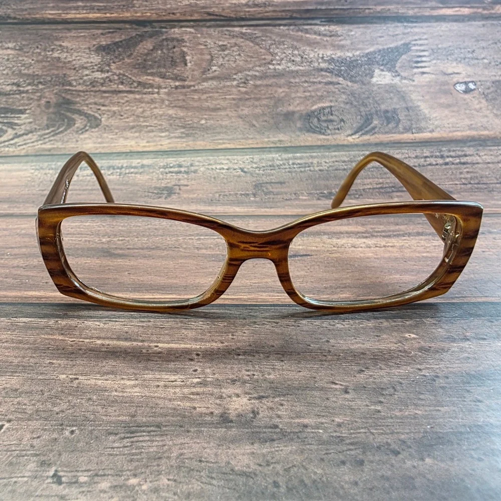 Ray-Ban RB 4067 689 Brown‎ Woodgrain Rectangular Eyeglasses Made in Italy